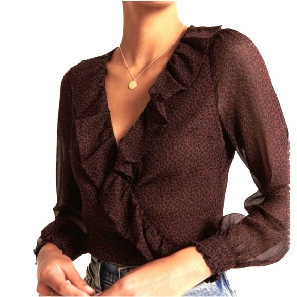 NWT Abercrombie & Fitch Long Sleeve Leopard Bodysuit - Picture 1 of 7